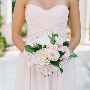 Amsale blush chiffon strapless  gown